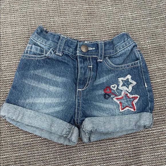 Koala Kids Other - Koala Kids Blue Denim Shorts with USA Red White and Blue Star Embroidery